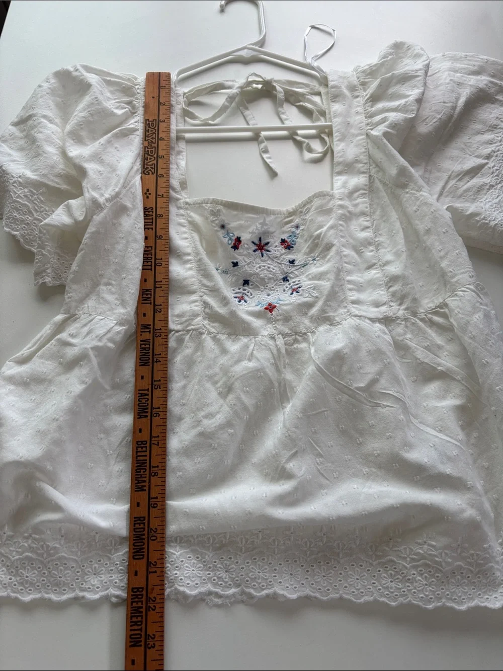 Old Navy Cream Eyelet Embroidered Square-Neck Blouse